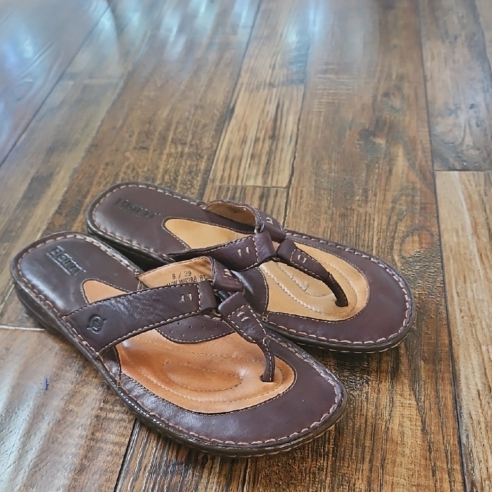 Born Dark Brown Leather Sandals - Picture 4 of 10